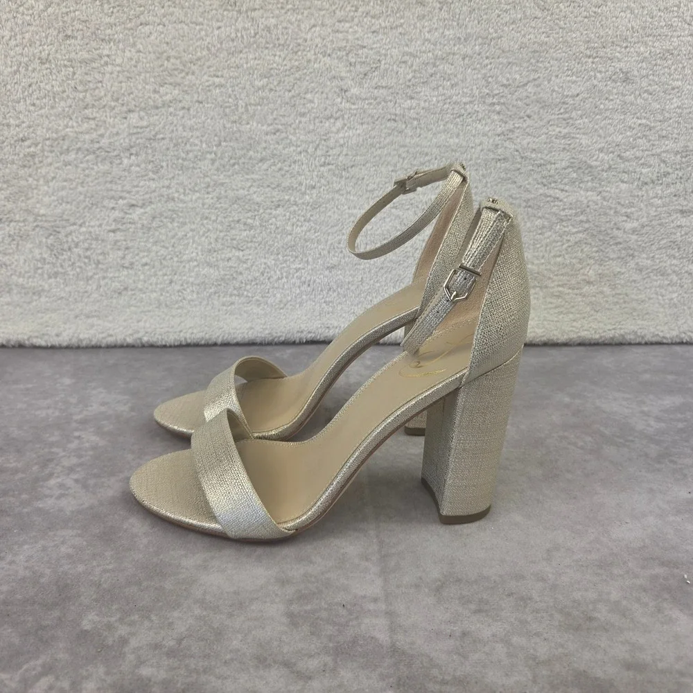 Sam Edelman Yaro Block Heel Sandals Light Gold Metallic Dress Shoes 10 M